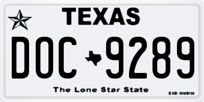TX license plate DOC9289