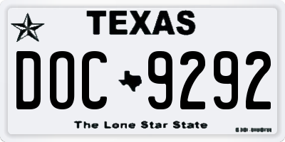 TX license plate DOC9292