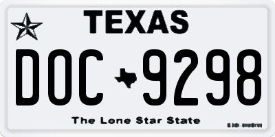 TX license plate DOC9298