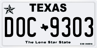 TX license plate DOC9303