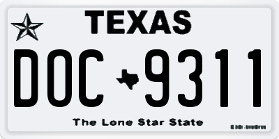 TX license plate DOC9311