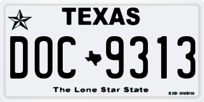 TX license plate DOC9313