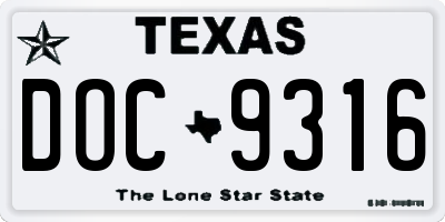 TX license plate DOC9316