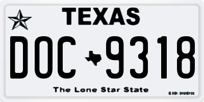TX license plate DOC9318