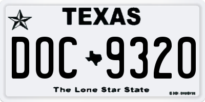 TX license plate DOC9320