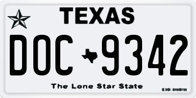 TX license plate DOC9342