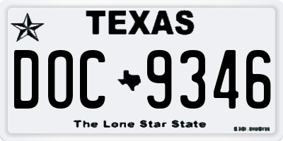 TX license plate DOC9346