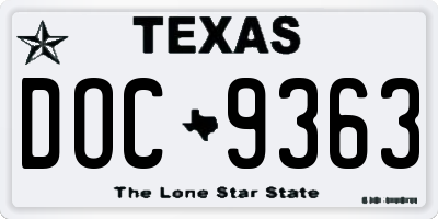 TX license plate DOC9363
