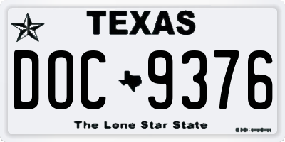 TX license plate DOC9376