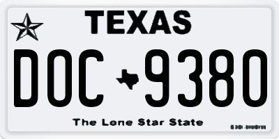 TX license plate DOC9380