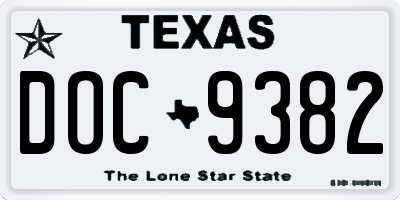 TX license plate DOC9382