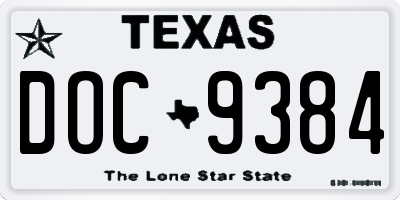 TX license plate DOC9384
