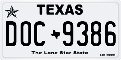 TX license plate DOC9386