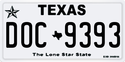 TX license plate DOC9393