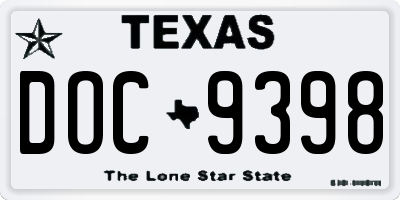 TX license plate DOC9398