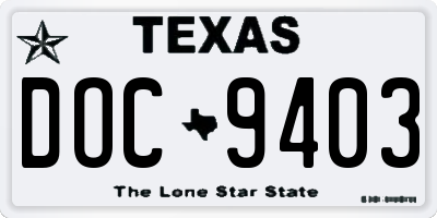 TX license plate DOC9403