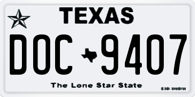 TX license plate DOC9407