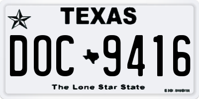 TX license plate DOC9416
