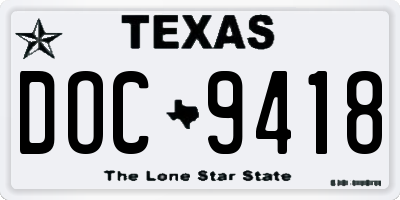 TX license plate DOC9418