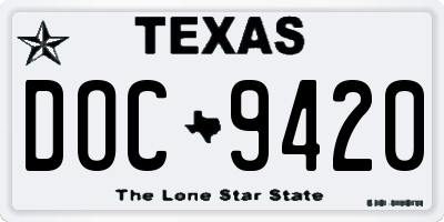 TX license plate DOC9420