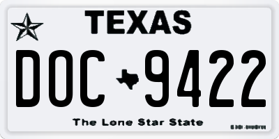 TX license plate DOC9422