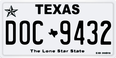TX license plate DOC9432