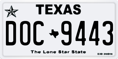TX license plate DOC9443