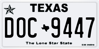 TX license plate DOC9447