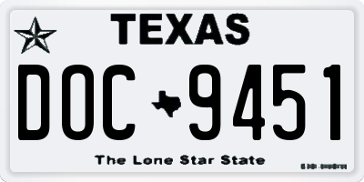TX license plate DOC9451