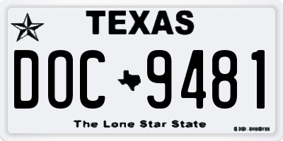 TX license plate DOC9481