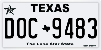 TX license plate DOC9483