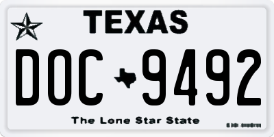 TX license plate DOC9492