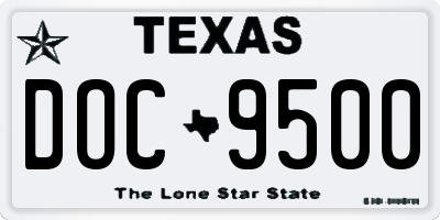 TX license plate DOC9500