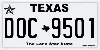 TX license plate DOC9501