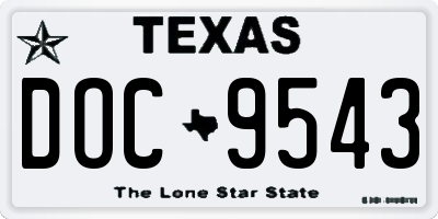TX license plate DOC9543