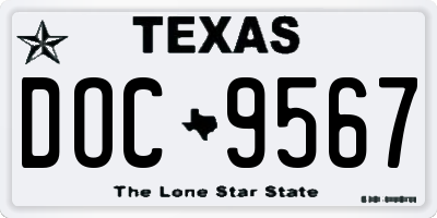TX license plate DOC9567