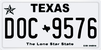 TX license plate DOC9576