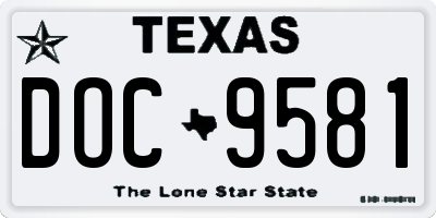 TX license plate DOC9581
