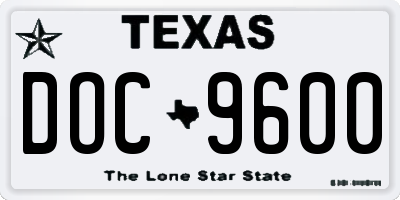 TX license plate DOC9600