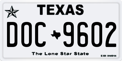 TX license plate DOC9602