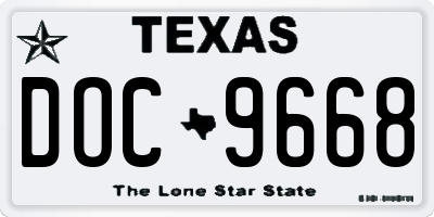 TX license plate DOC9668