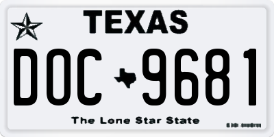 TX license plate DOC9681