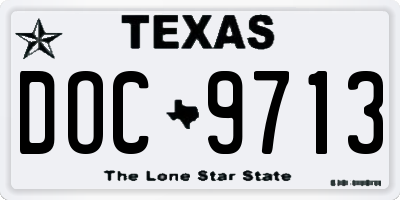 TX license plate DOC9713