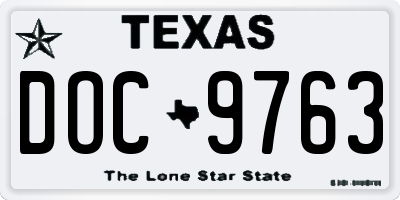 TX license plate DOC9763