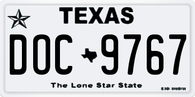 TX license plate DOC9767
