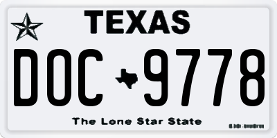 TX license plate DOC9778
