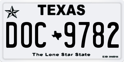 TX license plate DOC9782