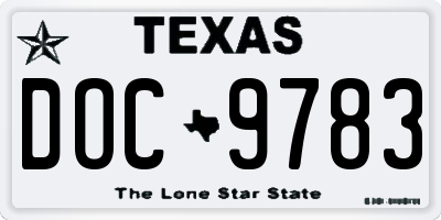 TX license plate DOC9783