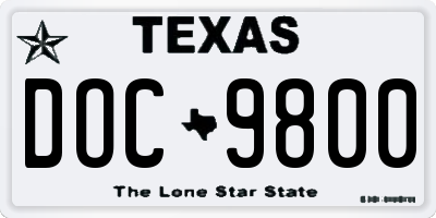 TX license plate DOC9800