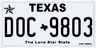 TX license plate DOC9803